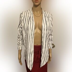 Alfani Open Front Linen Blend Cardigan Blazer  Women’s Petite L. 3/4 sleeve